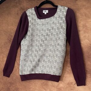 YAL New York Stylish Purple Sweater with Metallic Silver Detail